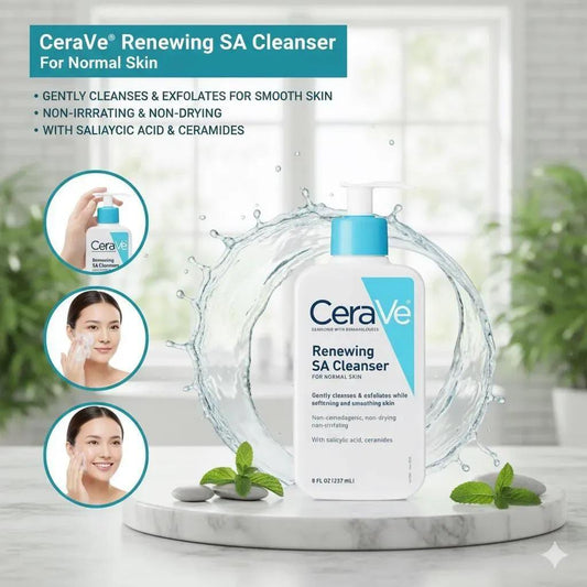CeraVe Renewing SA Cleanser β Deep Cleansing & Gentle Exfoliation for Smooth, Healthy Skin