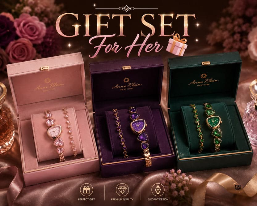 Luxury Crystal Quartz Watch & Bracelet Gift Set for Women